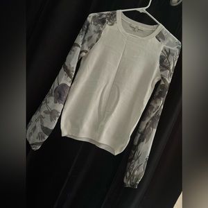 Cream/white long sleeve shirt with floral sheer sleeves from the Brand Next